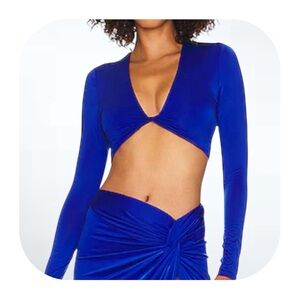 AFRM L cobalt blue front twist crop top